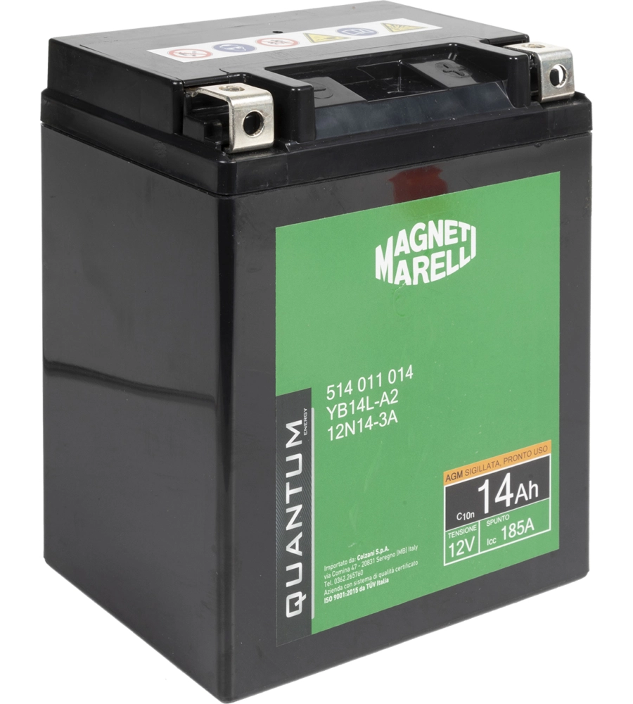 Magneti marelli batteria moto e scooter 14ah 12v 185a tecnologia agm sigillata polo positivo destro